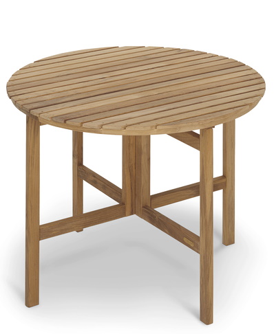 Selandia Beistelltisch Ø 94 von Skagerak: Klappbarer Outdoor-Tisch aus Teakholz für Garten und Terrasse.