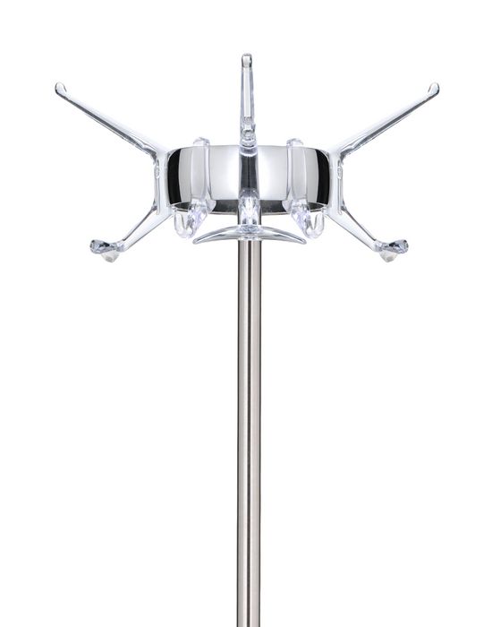 Kartell Hanger Garderobenständer mit transparenten Haken und silberfarbenem Ständer für Flur und Diele.