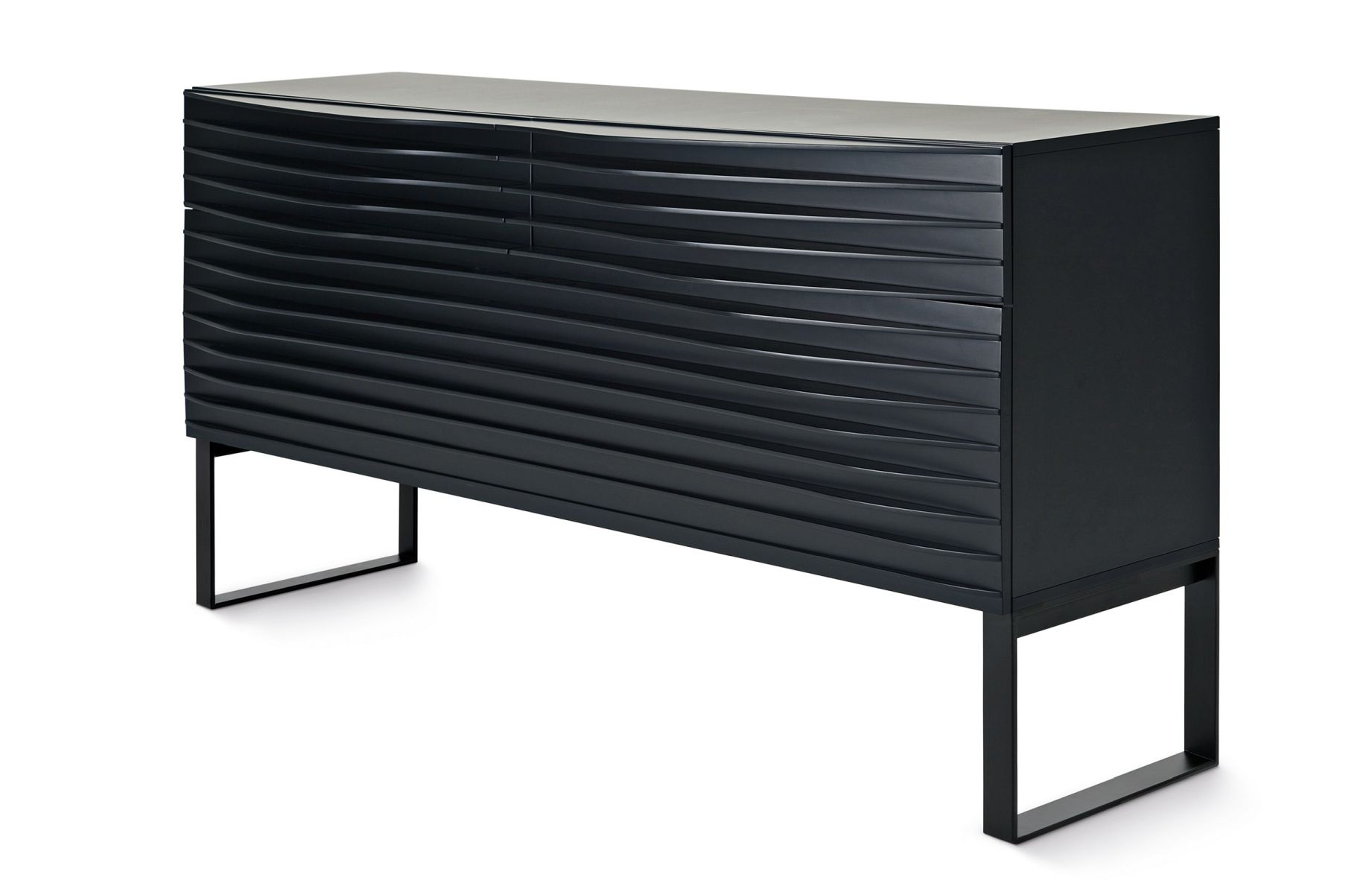 Tide Anrichte in Schwarz mit minimalistischem Design und schwarzem Gestell von Casamania Horm.