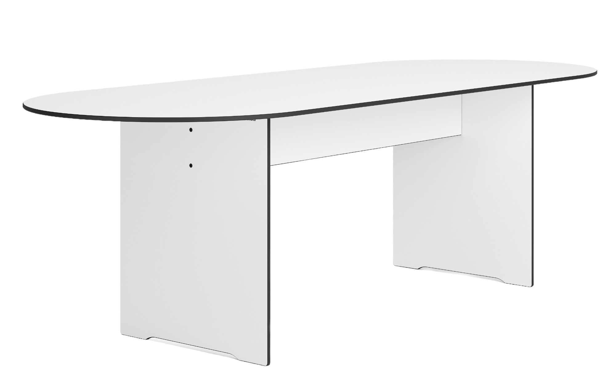 Weißer Riva Vario Outdoor Tisch von Conmoto mit ovaler Tischplatte für den Garten.