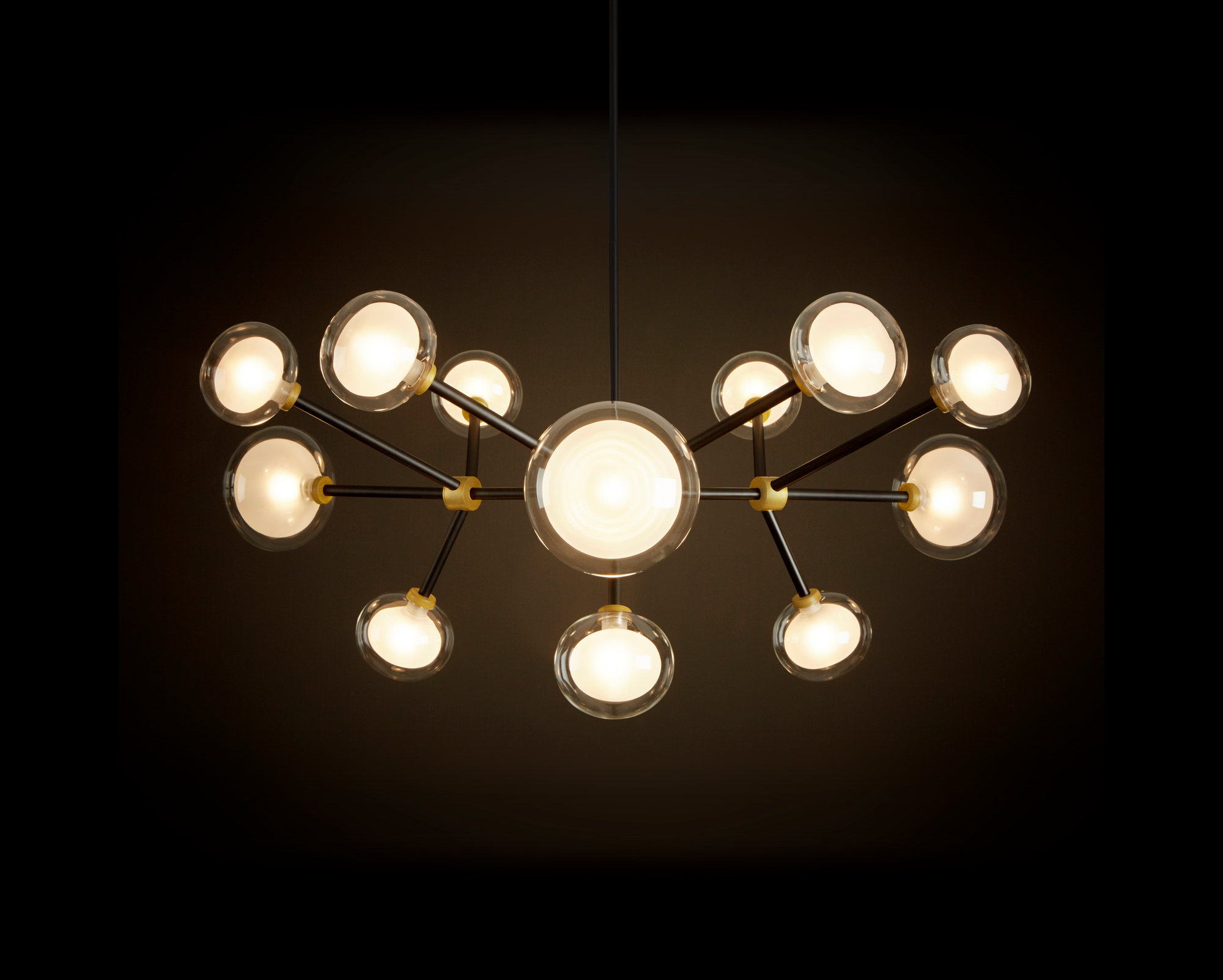 Nabila Pendelleuchte mit zwölf Glaskugeln, moderne Deckenleuchte für Wohnzimmer und Esszimmer.