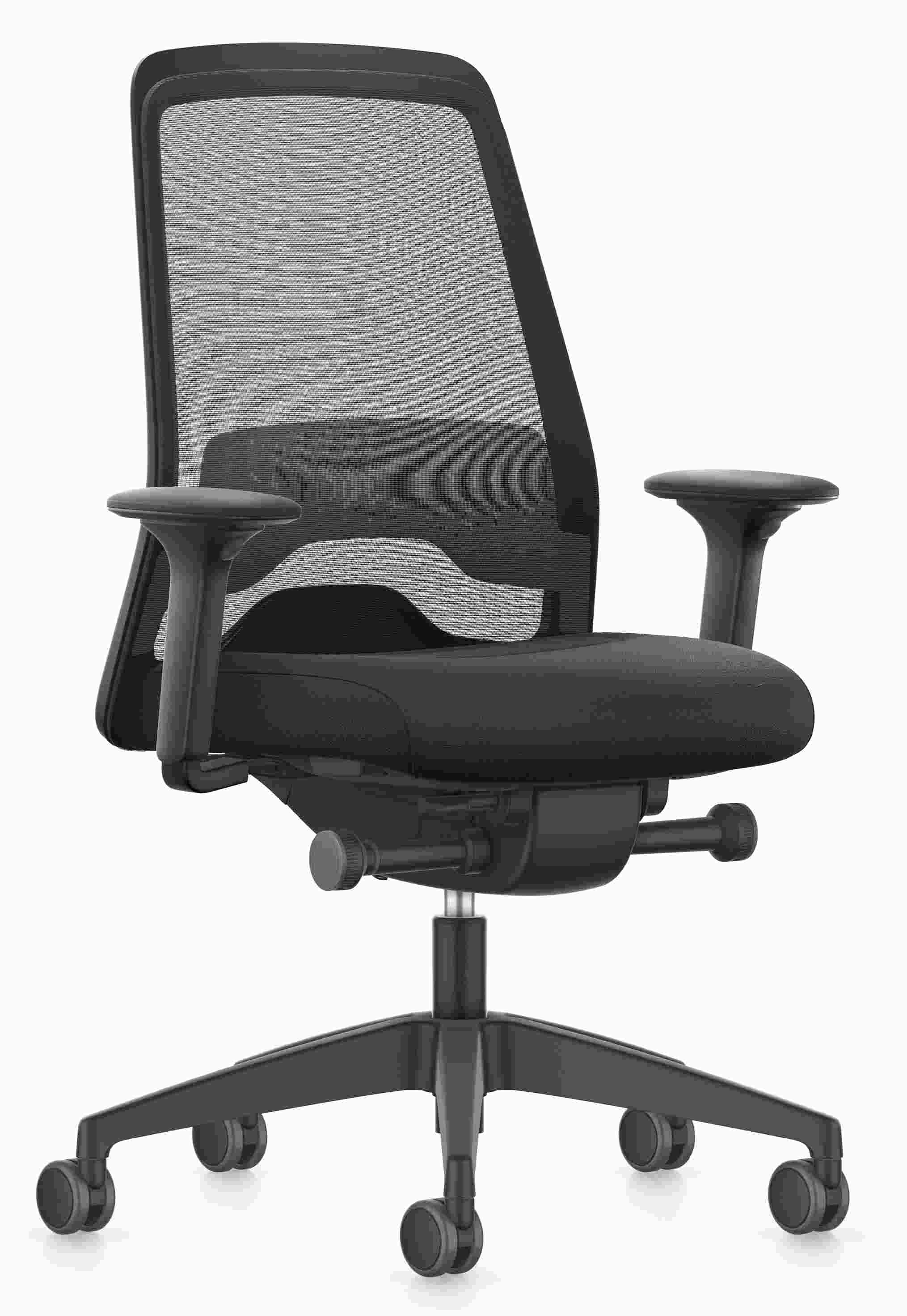 Schwarzer Everyis EV216 Drehstuhl mit Netzrücken, ergonomisch und modern für Büro und Homeoffice.