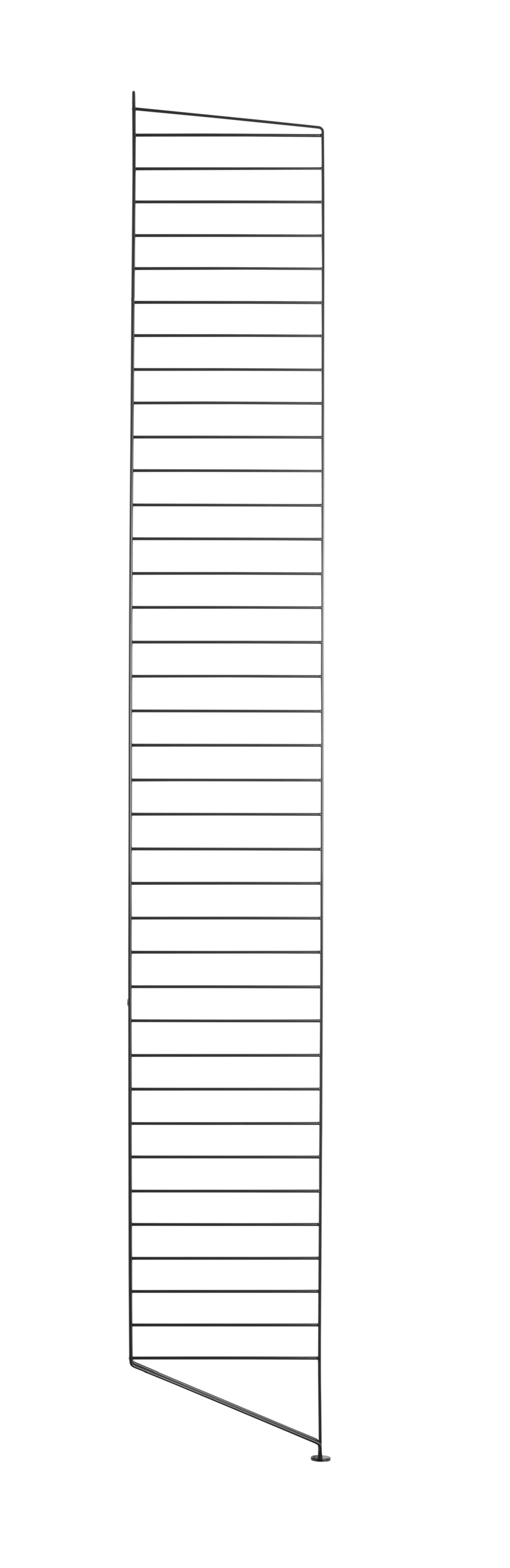 Schwarze String Furniture Bodenleiter, 200 cm hoch, für Regalsysteme und Wandregale.