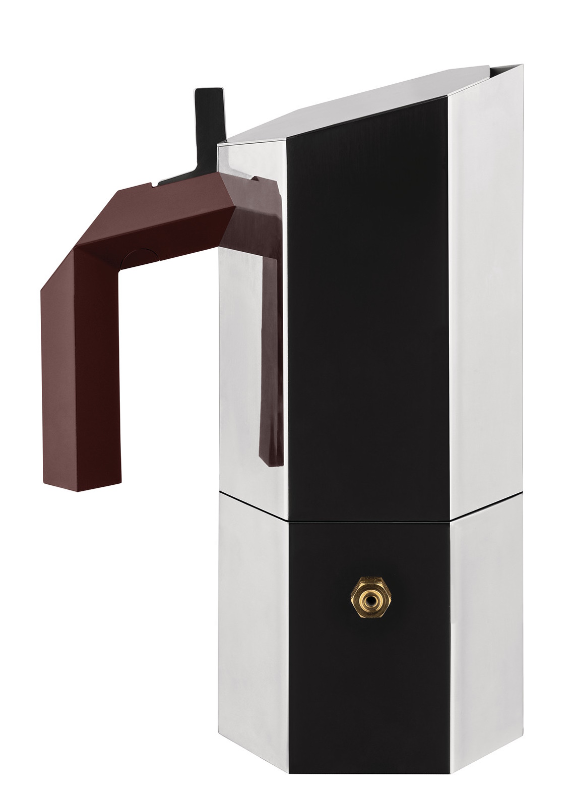 Alessi Menhir Espressokocher für 3 Tassen: Moderne Espressokanne aus Edelstahl und Aluminium.