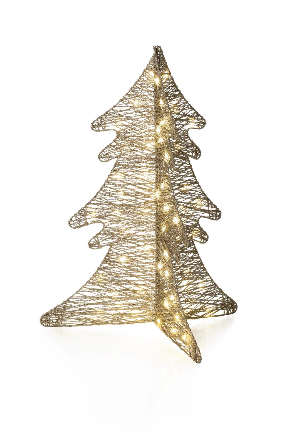 Glitzernder Weihnachtsbaum mit LED-Beleuchtung, 52 cm hoch, festliche Weihnachtsdekoration.