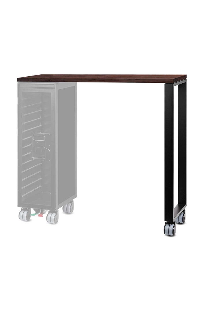 Hightable Tisch Janua: Moderner Stehtisch mit schwarzem Gestell und Bordbar, ideal für Büro und Zuhause.