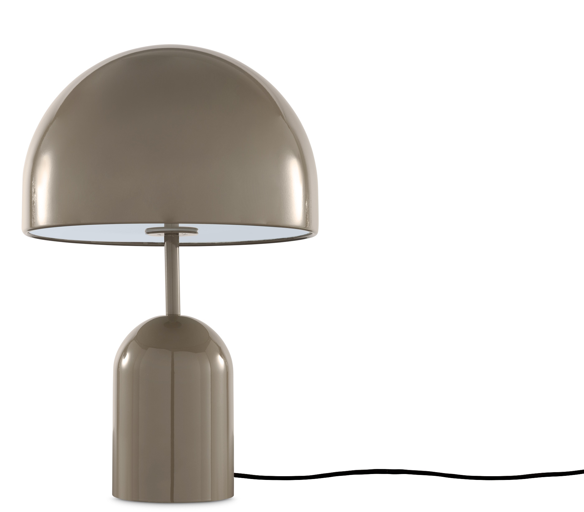 Bell Tischleuchte LED von Tom Dixon in Taupe: Moderne Designerlampe für Wohnzimmer und Schlafzimmer.