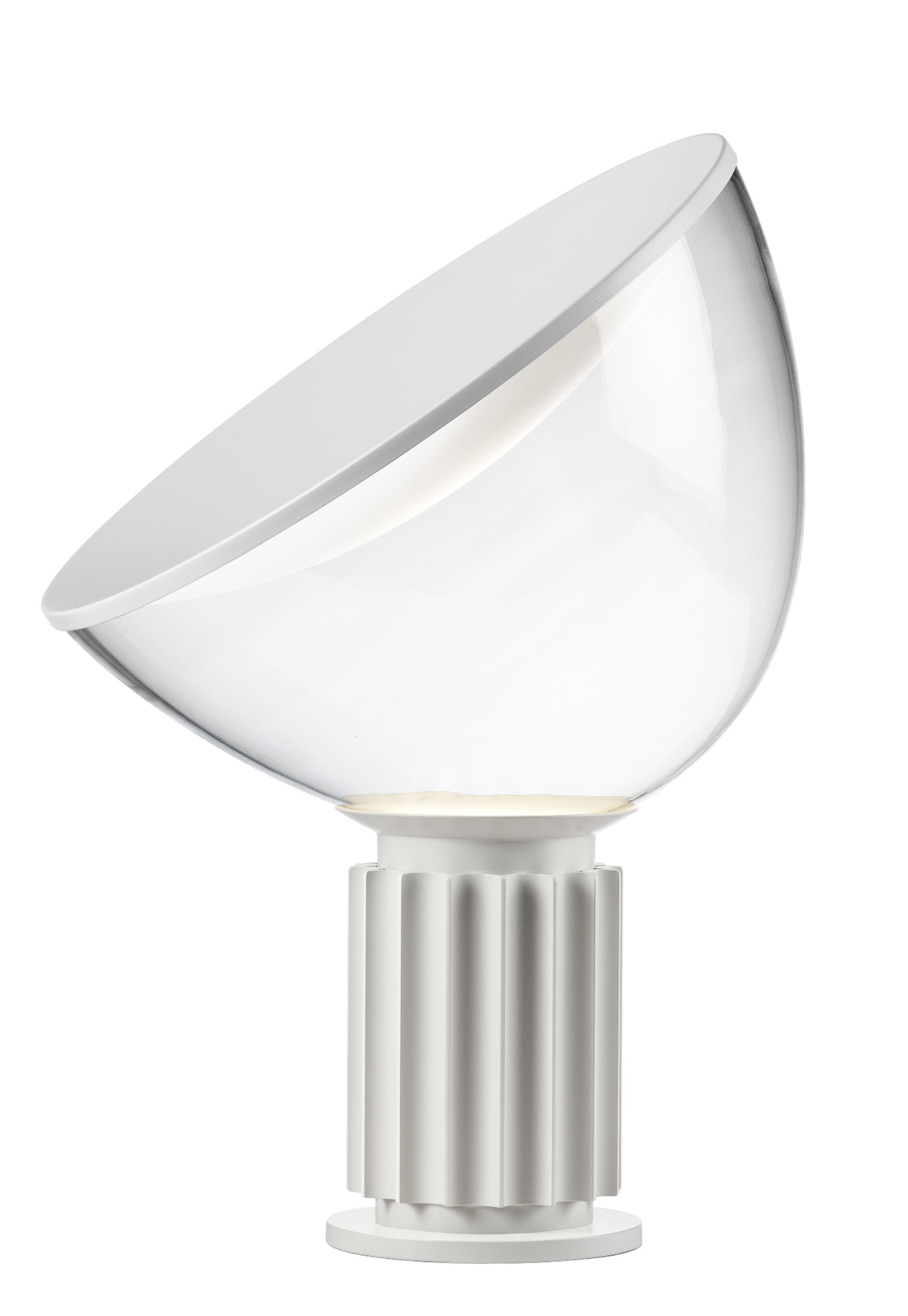 Taccia Tischleuchte von Flos in Weiß matt: Moderne LED Lampe für Wohnraum.