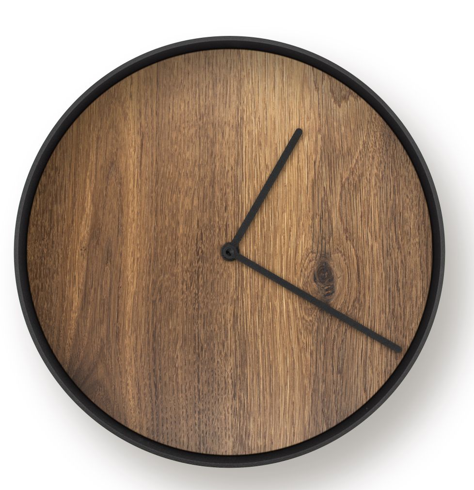 MJ01 Wanduhr Klein Janua Schwarz - Eiche natur geölt