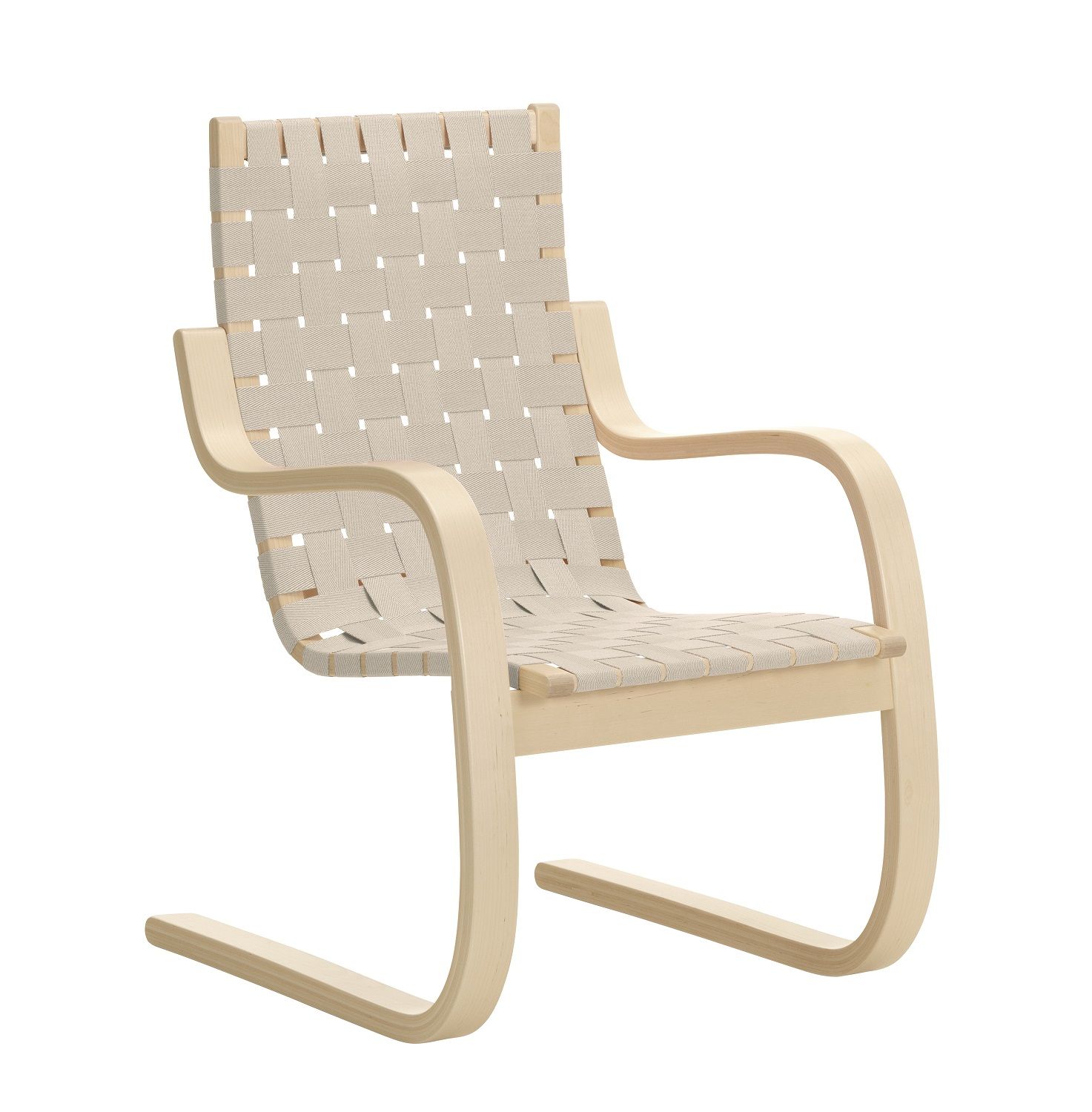 Armchair 406 Sessel Artek: Holzrahmen mit gewebter Stoffbespannung, skandinavisches Design für Wohnzimmer und Büro.