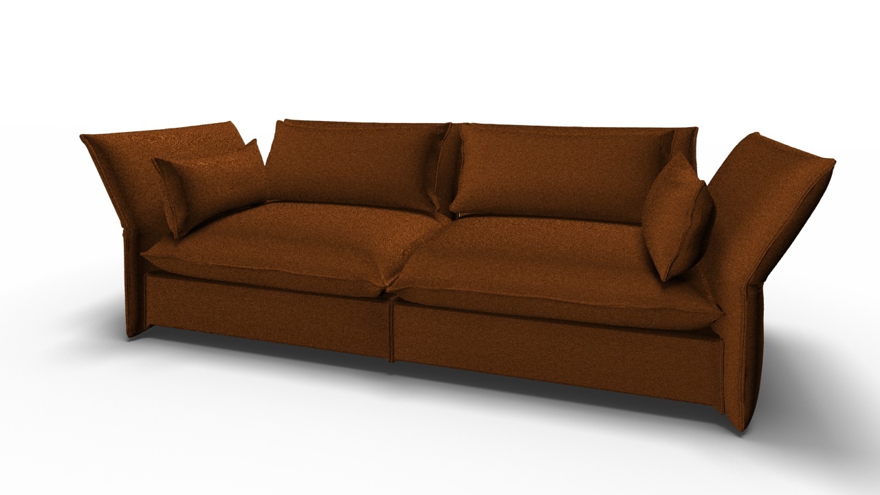 Mariposa Sofa in Cognac von Vitra: 3-Sitzer Ledersofa mit weichen Kissen und verstellbaren Armlehnen.