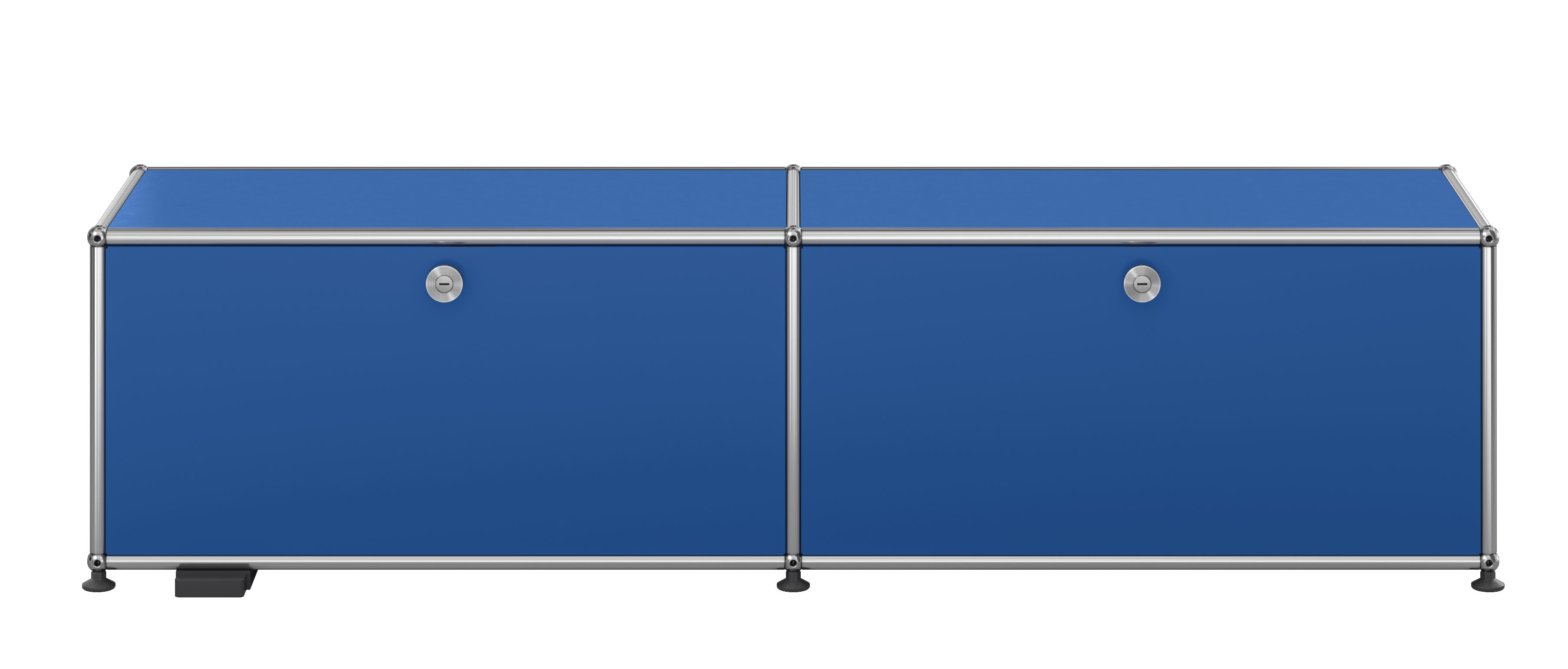 USM Haller TV-/Hi-Fi Lowboard M61 auf Rollen mit 2 Klapptüren QUICK SHIP Enzianblau