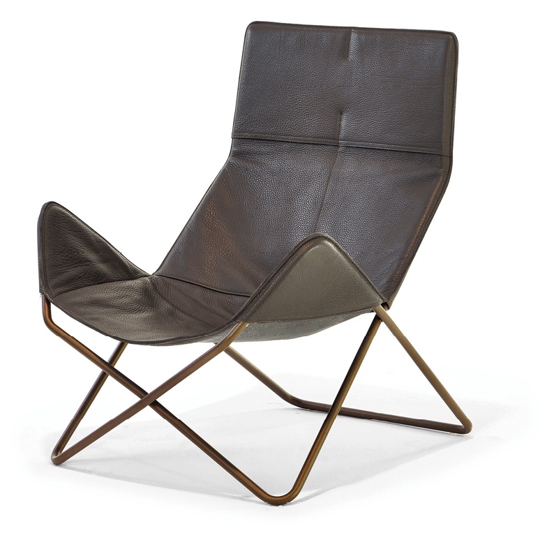 In-Out Sessel von Richard Lampert, braunes Leder, modernes Design mit Metallgestell.