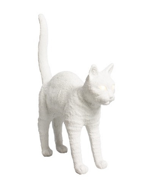 Weisse Jobby Cat Lampe, eine moderne Tischleuchte in Katzenform von Seletti.