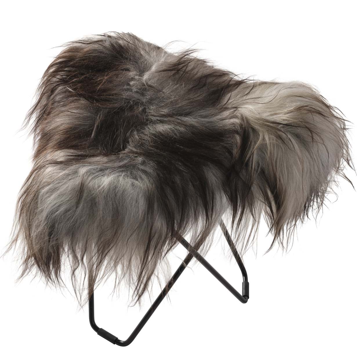 Iceland Flying Goose Schaffellhocker Cuero Schwarz / Wild grau