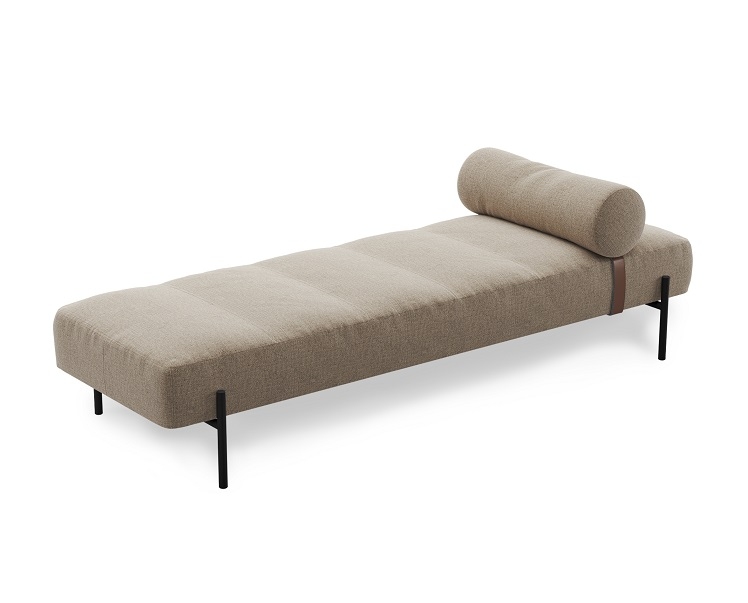 Daybed Liege Northern Brusvik mit beigem Stoffbezug und schwarzen Füßen. Moderne Liege für Wohnzimmer.