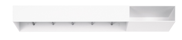 Weiße Schönbuch Match Garderobe, horizontale Wandgarderobe mit Ablage und Kleiderhaken, modernes Design für Flur und Eingangsbereich.