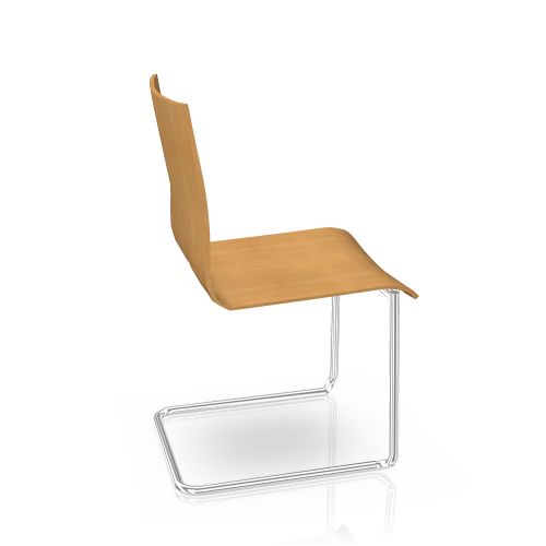 Fox Freischwinger von Brunner: Stapelbarer Holzstuhl mit verchromtem Gestell, ideal für Konferenzräume.