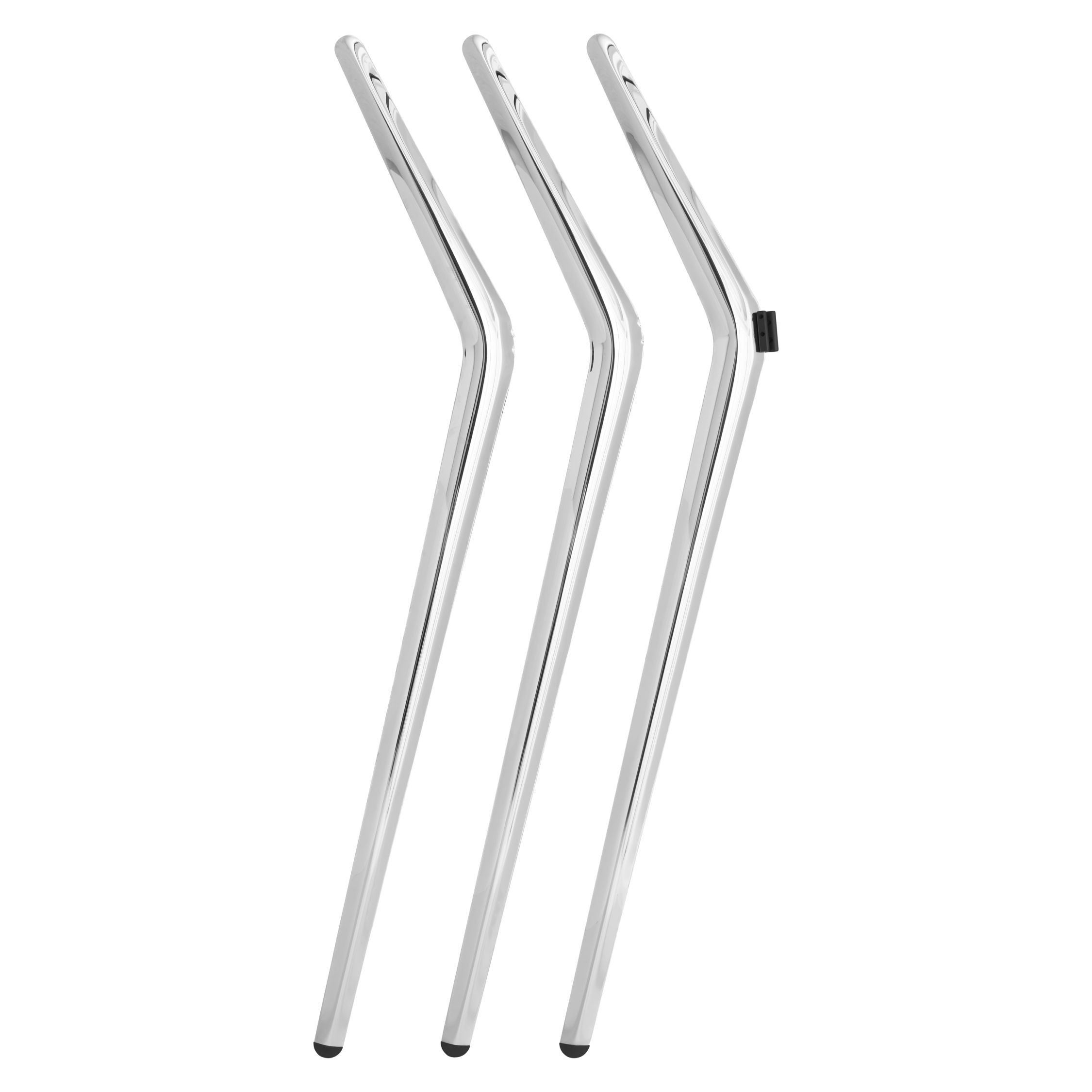 Drei verchromte Beine des Snopek Garderobenständers von Zieta, minimalistisches Design für moderne Flure.