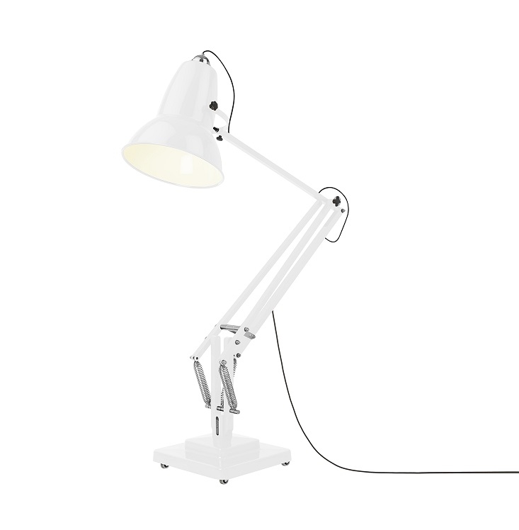 Weiße Anglepoise Original 1227 Giant Stehleuchte für Innenräume, verstellbare Schreibtischlampe.
