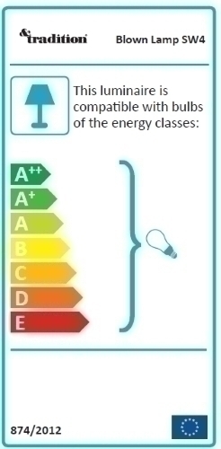 Energieeffizienzlabel der AndTradition Blown SW4 Pendelleuchte, kompatibel mit Leuchtmitteln der Energieklassen A++ bis E.