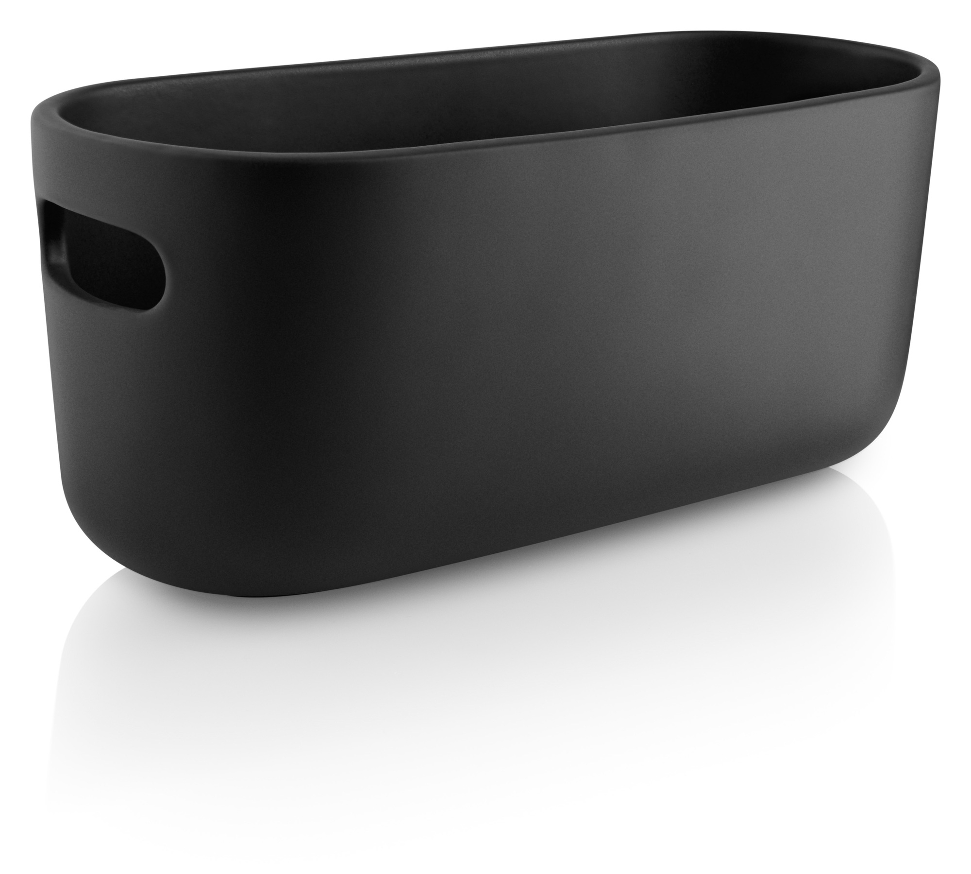 Schwarzer Eva Solo Kräutertopf zur Selbstbewässerung mit Griffen, ideal für die Küche.