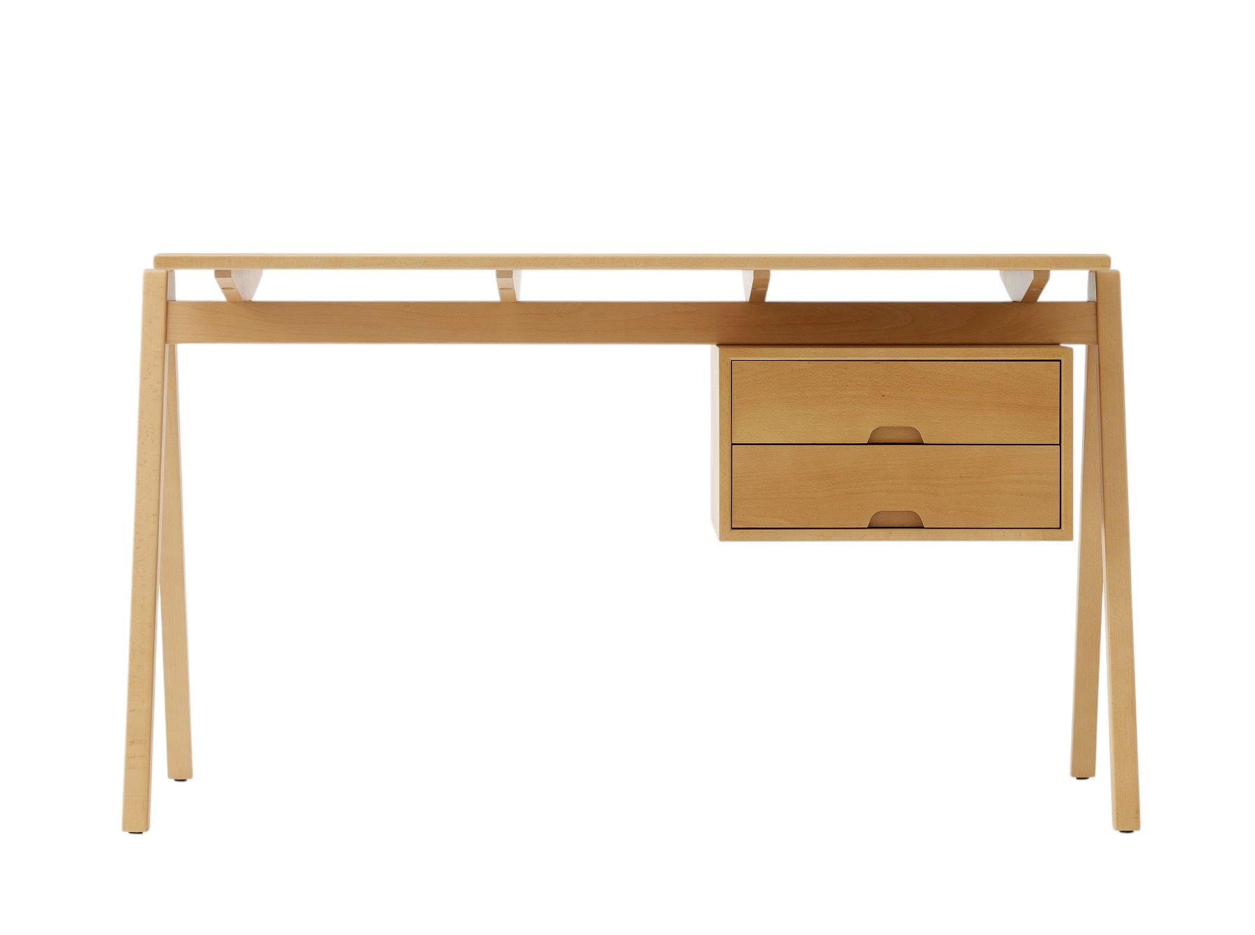 AndTradition Daystak Tisch aus hellem Holz mit zwei Schubladen für Büro und Arbeitszimmer.