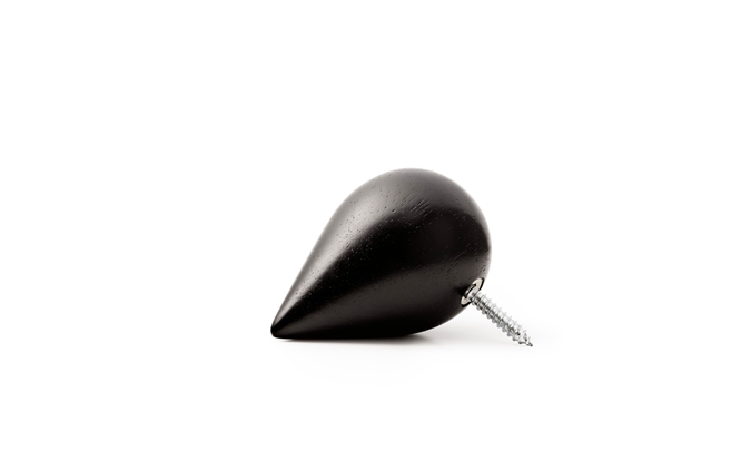 Schwarzer Dropit Hook Garderobenhaken von Normann Copenhagen, einzeln liegend mit Schraube, modernes Design.