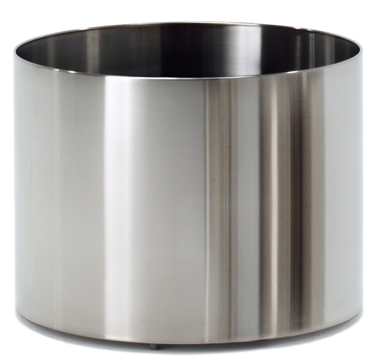 Nox Flora Blumentopf von Rexite, runder Pflanztopf aus Edelstahl, rollbarer Übertopf für Innenräume.