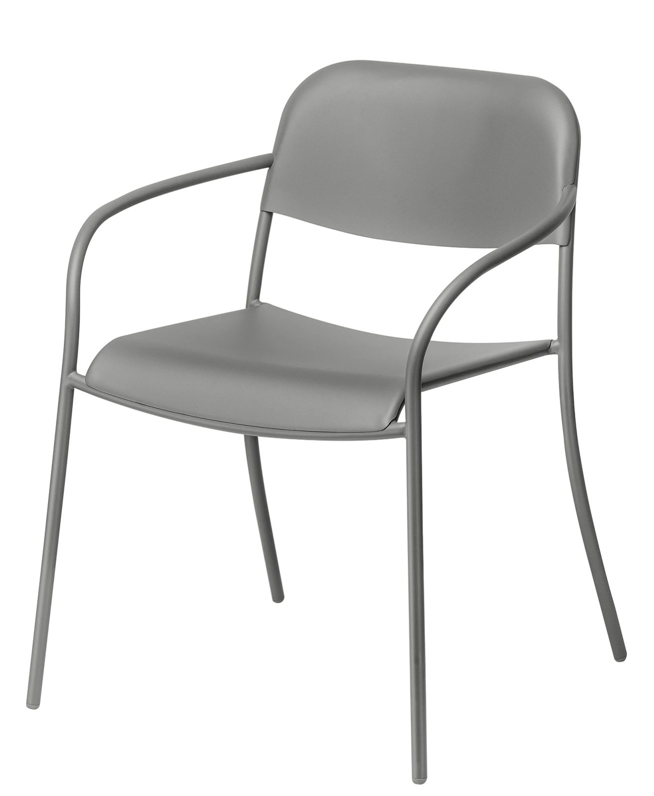 Blomus Yua Armlehnstuhl für den Außenbereich, moderner Gartenstuhl aus grauem Metall, bequemer Sitz.