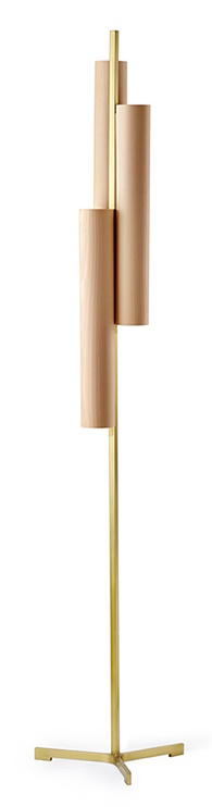 Black Note Triplet Floor LED Stehleuchte LZF Lamps Metall Gold, Buche