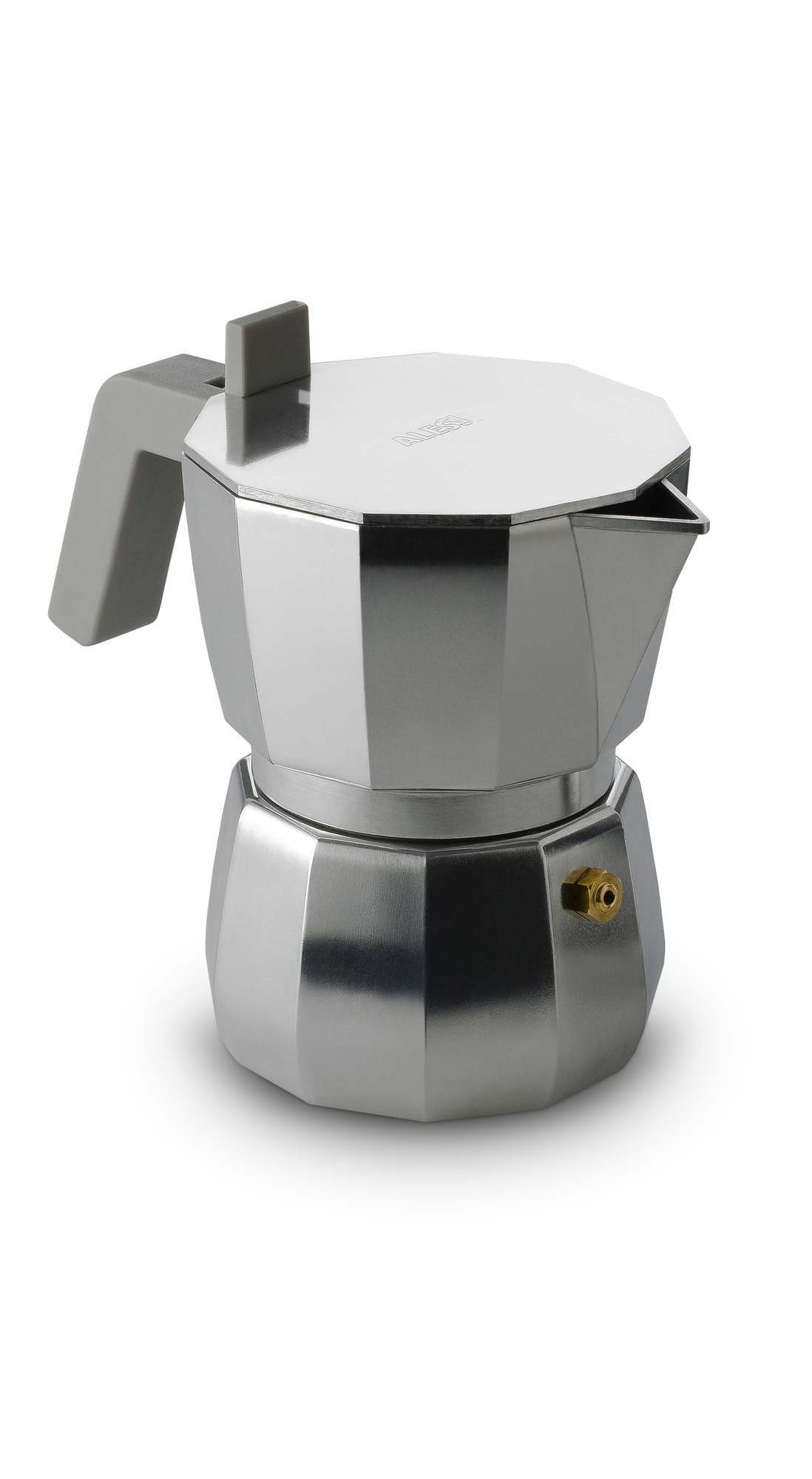 Alessi Moka Espressokocher DC06 für 3 Tassen, silberfarben, für die Zubereitung von Espresso.