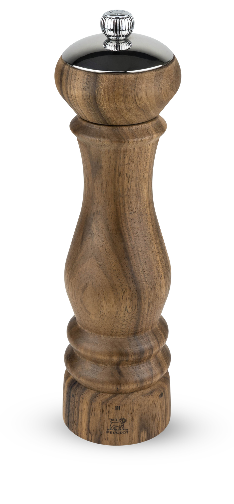 Elegante Peugeot Salzmühle Icone aus Holz mit Chrom-Knopf, 22 cm, für Küche und Tisch.