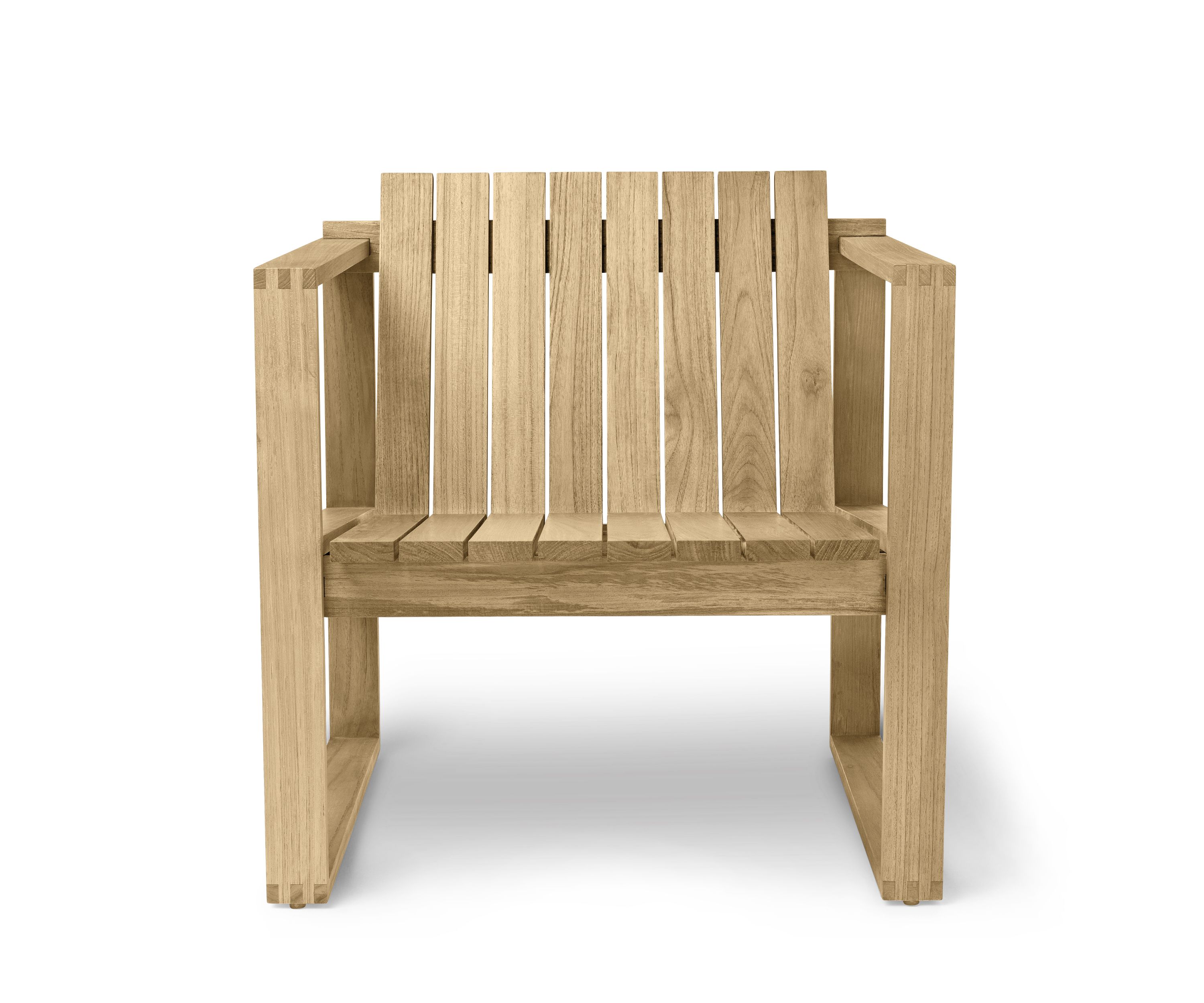 Bodil Kjaer Sessel aus Teakholz für den Außenbereich von Carl Hansen & Søn, Frontansicht.