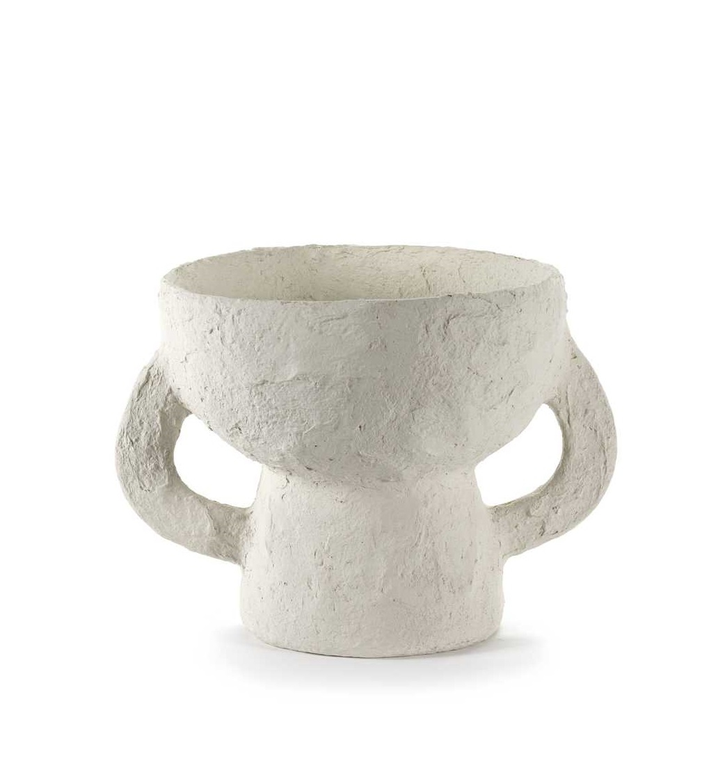 Weiße Earth Vase S von Serax, eine moderne Keramikvase mit Henkeln.