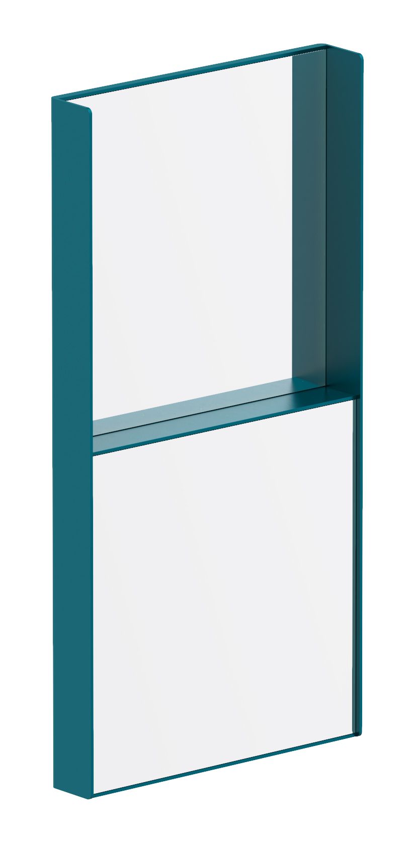 Blauer OneTwo Spiegel von Richard Lampert, rechteckig und modern für Badezimmer und Flur.