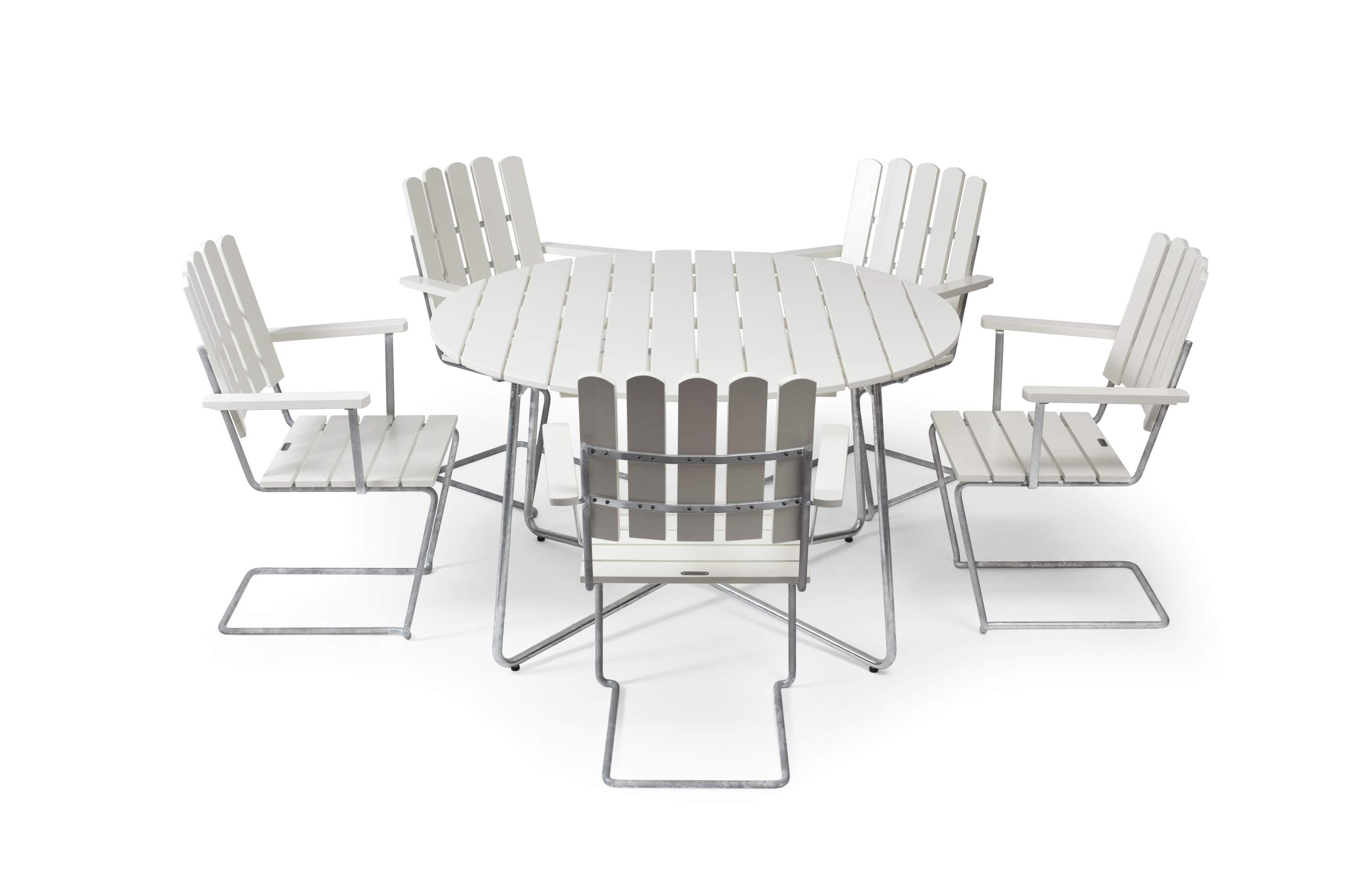 Armlehnstuhl A2 Grythyttan Stalmöbler Eichenholz weiß lackiert