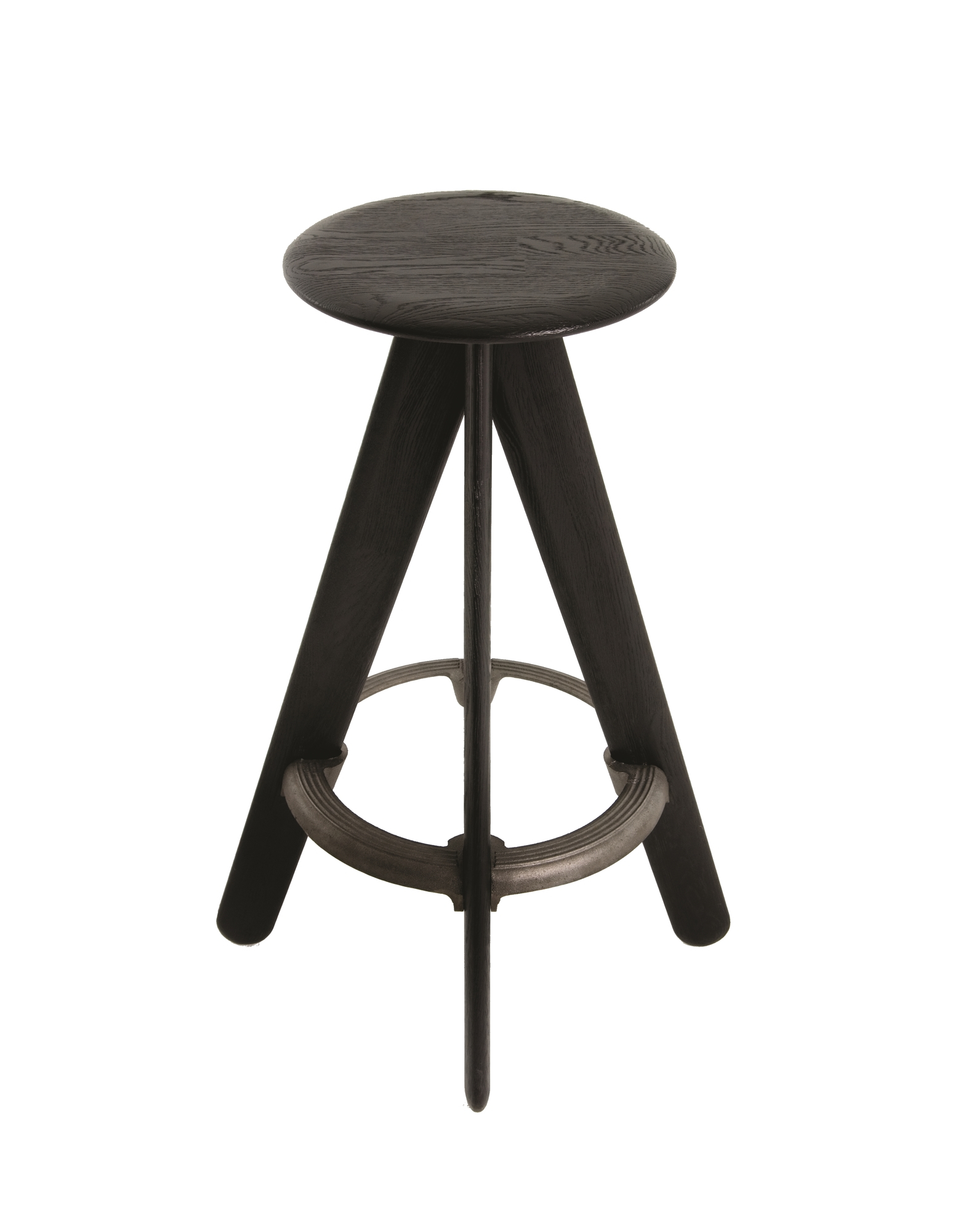 Schwarzer Slab Barhocker von Tom Dixon aus Holz mit Fußstütze, ideal für Küche und Bar.