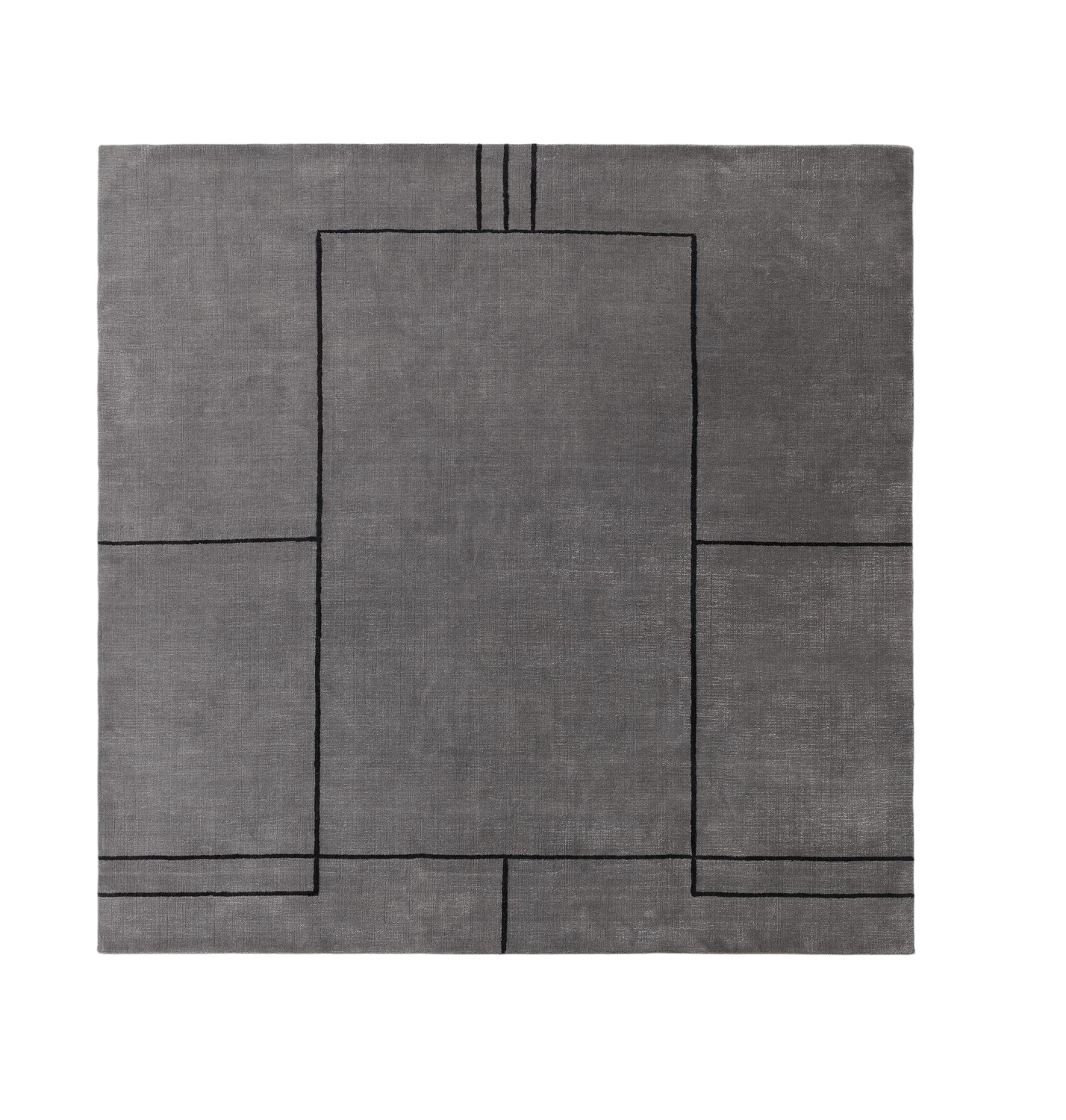 Grauer AndTradition Teppich mit geometrischem Muster, geeignet für Wohnzimmer und Schlafzimmer.