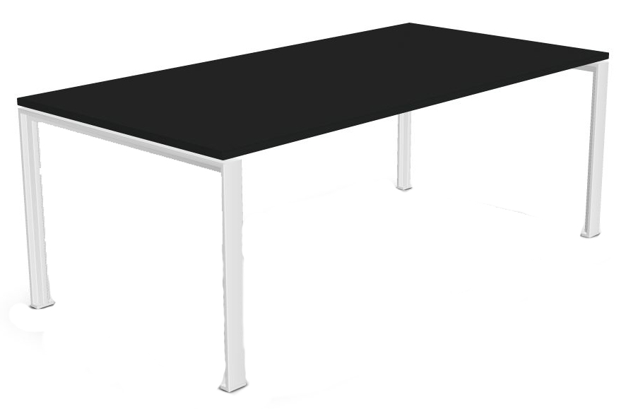 DOIT4 Konferenztisch von König+Neurath mit schwarzer Tischplatte und weißem Gestell für moderne Büros.