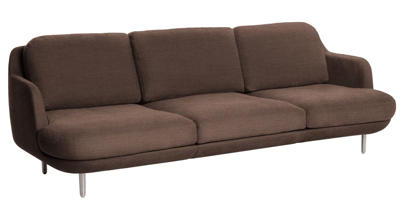 Braunes Lune Sofa von Fritz Hansen, ein modernes 3-Sitzer Sofa mit Stoffbezug.