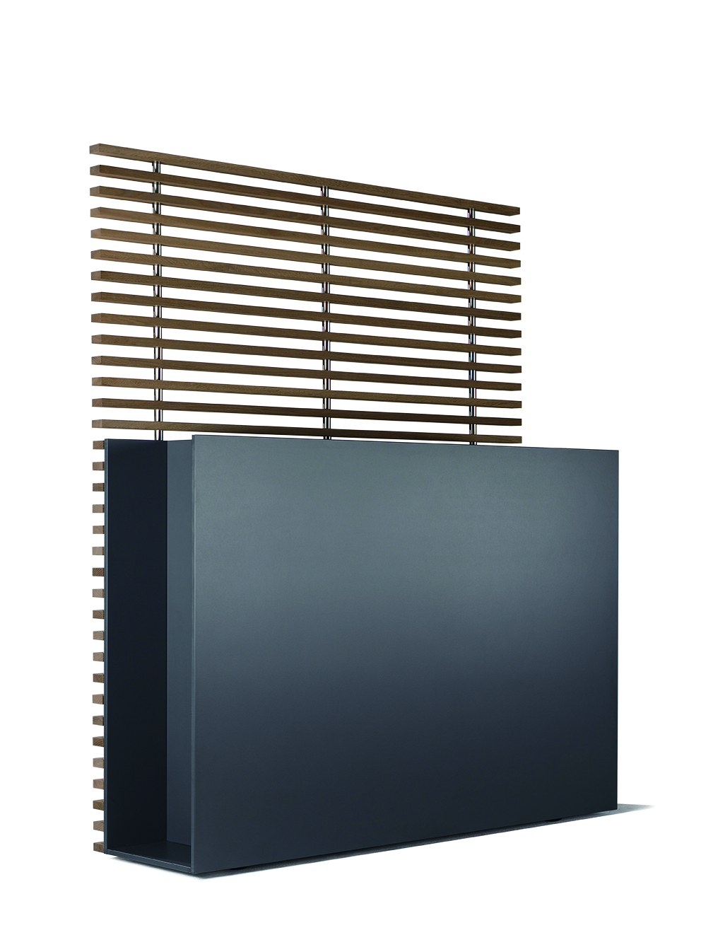 Sotomon Rankgitter: Modernes, graues Pflanzgefäß mit braunem Holz-Rankgitter für Garten und Terrasse.