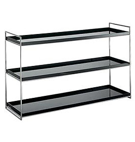 Schwarzes Trays Regal von Kartell mit drei Ablageflächen und verchromtem Gestell.