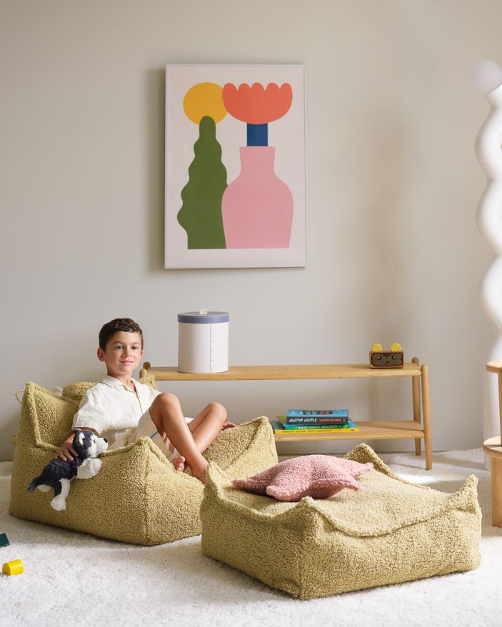 Kindersitzsack Sessel Teddystoff Matcha Wigiwama