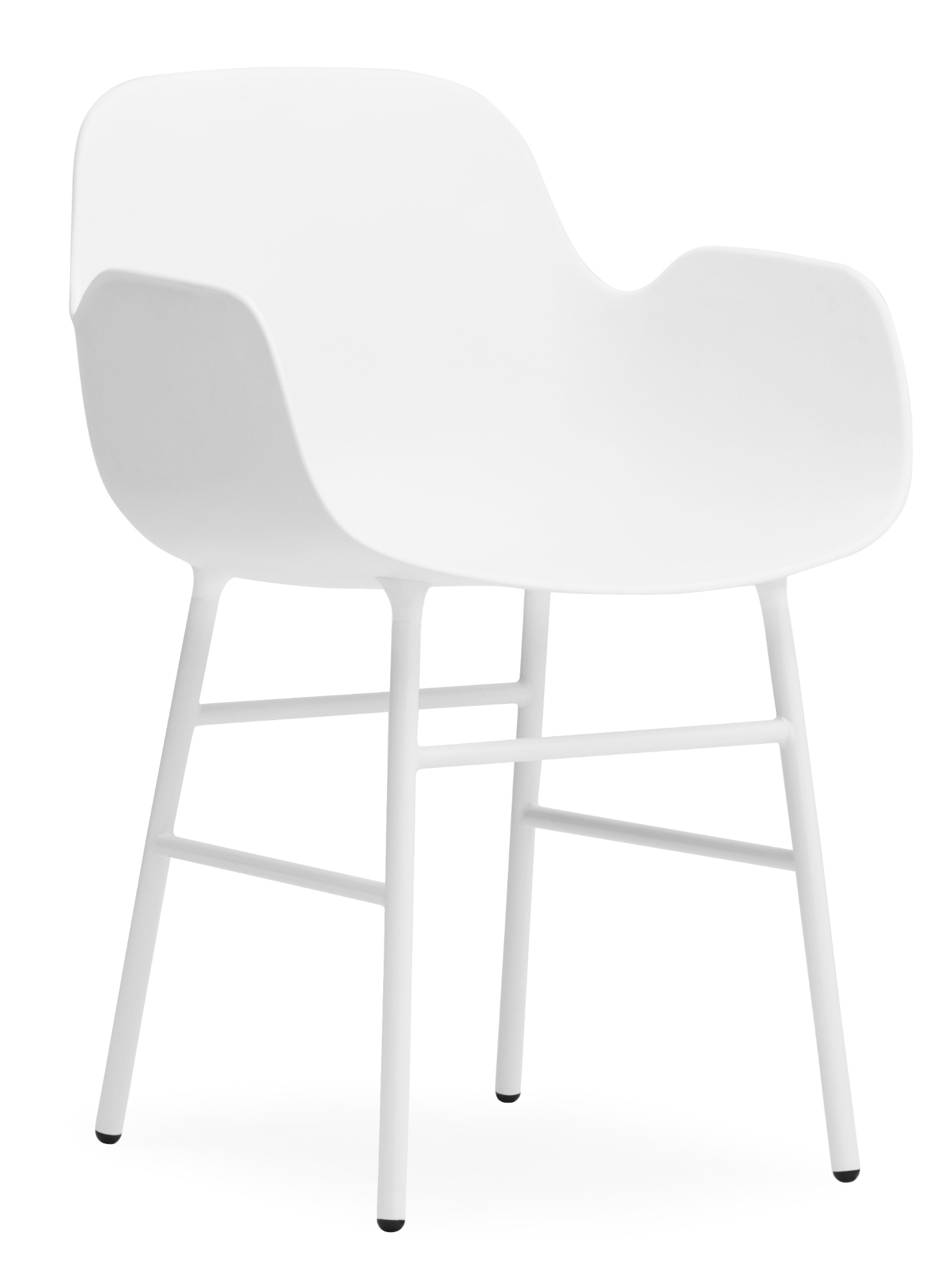 Weißer Form Armchair Lehnstuhl von Normann Copenhagen mit Stahlgestell, moderner Sessel für Wohnzimmer.