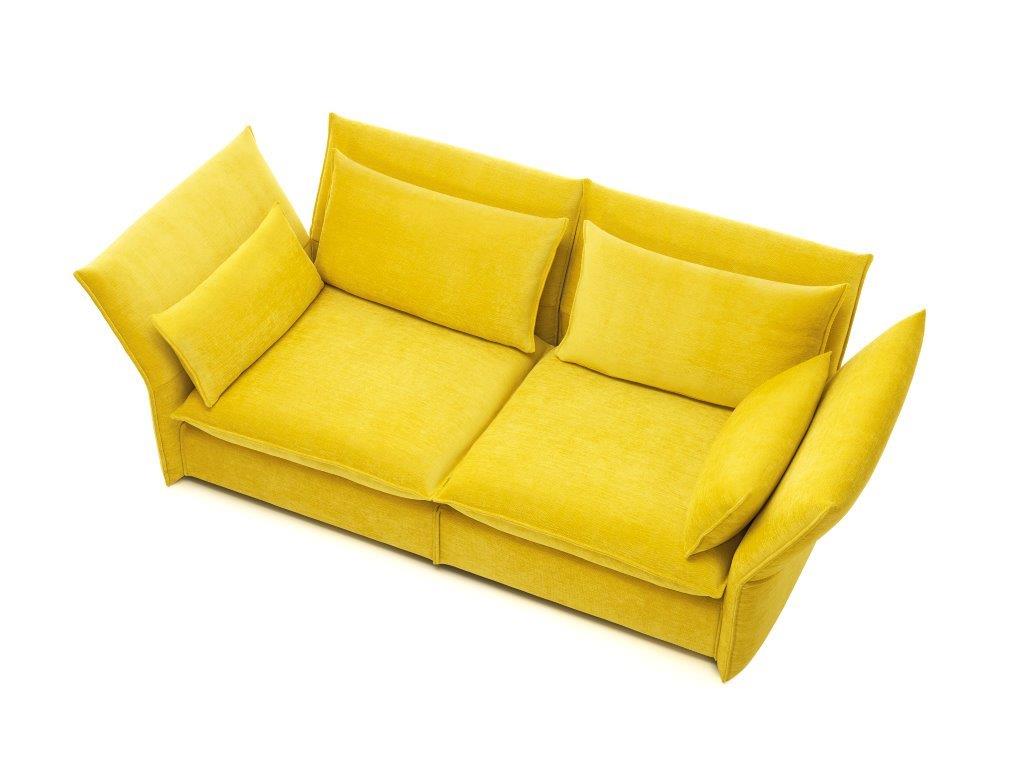 Gelbes Mariposa Sofa von Vitra, 2,5 Sitzer, modernes Design mit weichen Kissen.