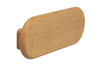 Detailaufnahme: Saxe Aufhängung für Saxe Chair von Audo, geölte Eiche, Möbelbeschlag.