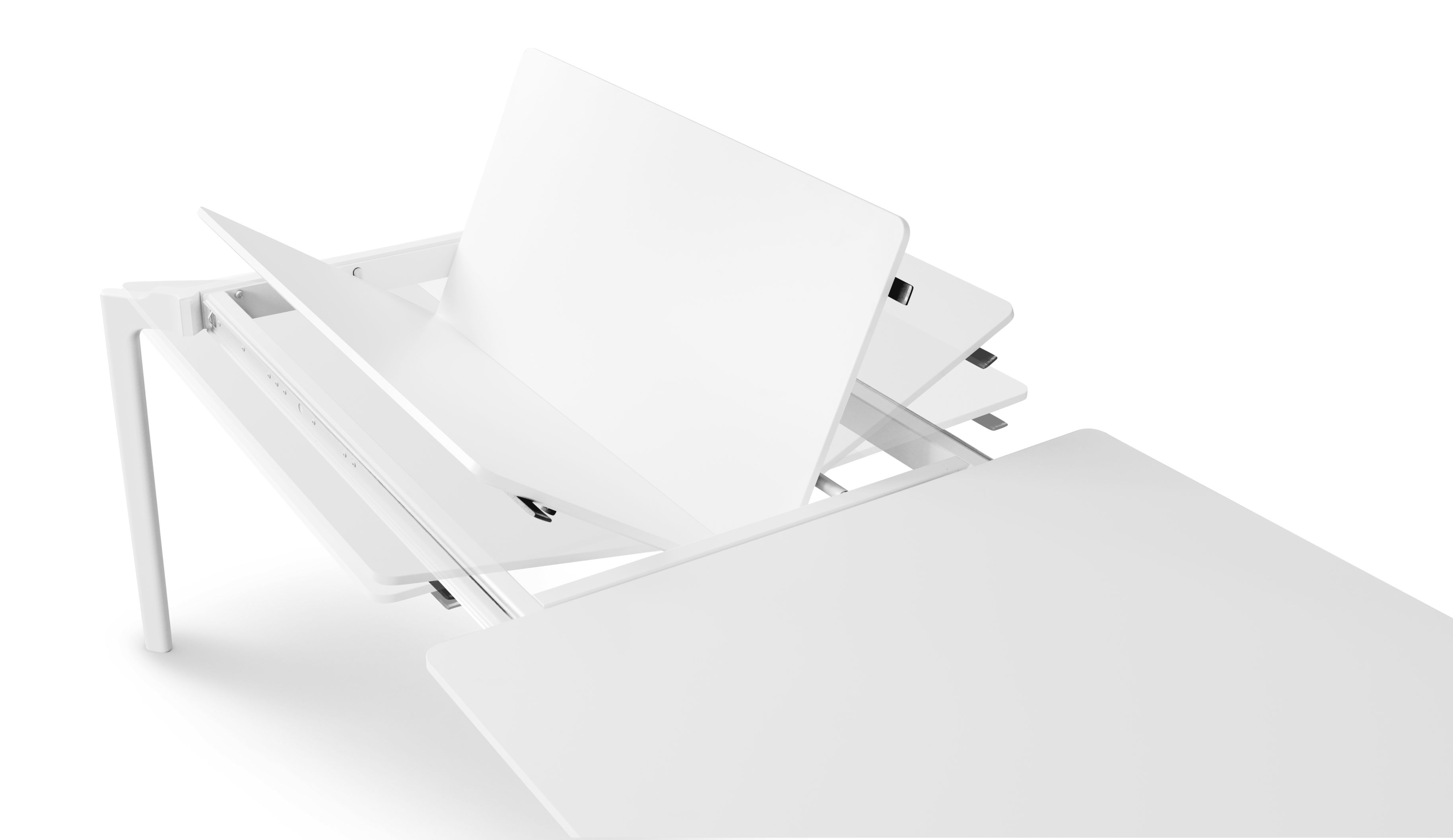 Detailaufnahme des weißen, ausziehbaren Esstisches von Eva Solo, der "More" Tisch.