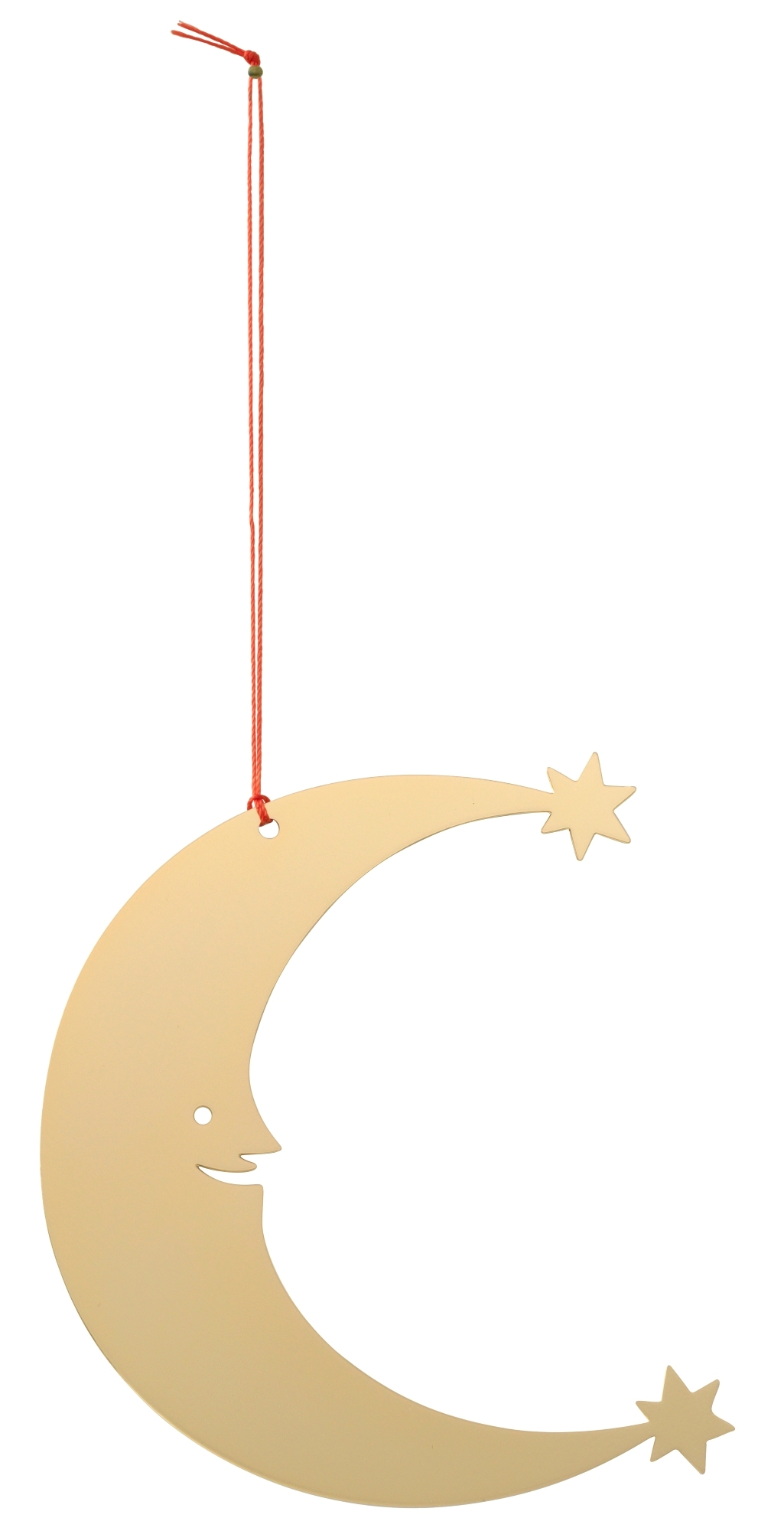 Girard Ornaments Vitra-Mond: Goldener Mond mit Gesicht und Sternen, hängende Weihnachtsdekoration.