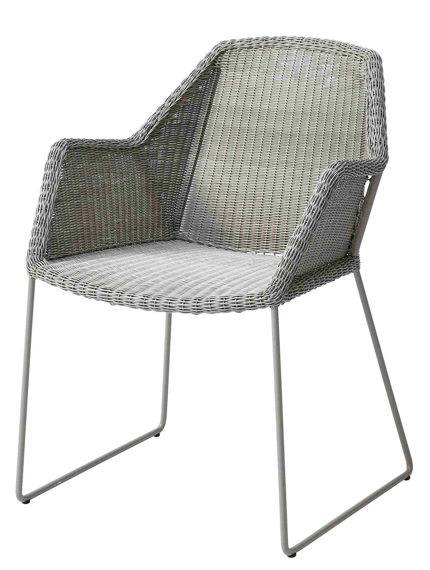 Cane-Line Breeze Outdoor Stuhl in Taupe mit Kufengestell, wetterfest und modern.